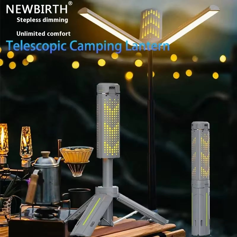 8000mAh Telescopic Camping Lantern | Rechargeable Waterproof Dimmable Flashlight & Tent Lamp