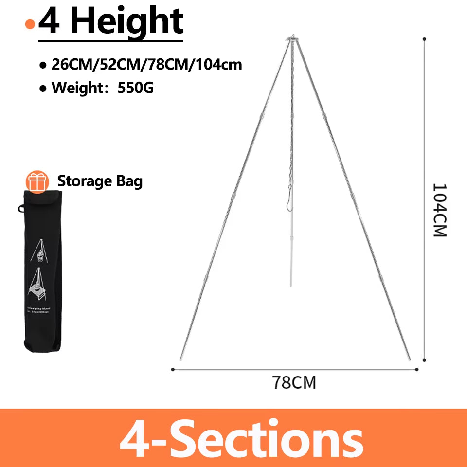 Adjustable Aluminum Camping Tripod for Outdoor Cooking & Grilling