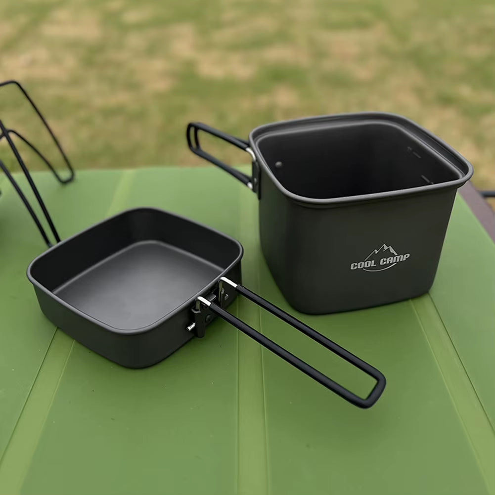 Versatile 2-in-1 Outdoor Camping Frying Pan & Cooking Pot - Lightweight Aluminum Alloy Set for Fishing, Hiking, and Riding Adventures