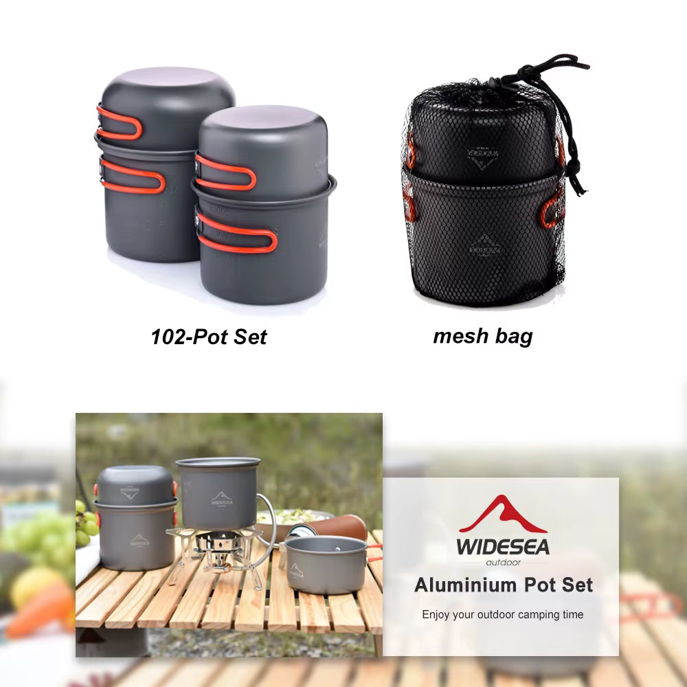 2-3 Person Non-Stick Camping Cookware Set - Portable Hard Anodized Pots & Pans - Lightweight Hiking Cooking Set with Storage Bag