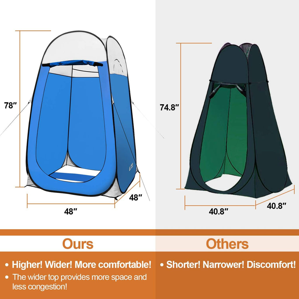 Extra Tall Pop-Up Privacy Tent - Portable Outdoor Shower & Changing Room for Camping - 6.5ft High Instant Shelter for Beach, Toilet & Dressing