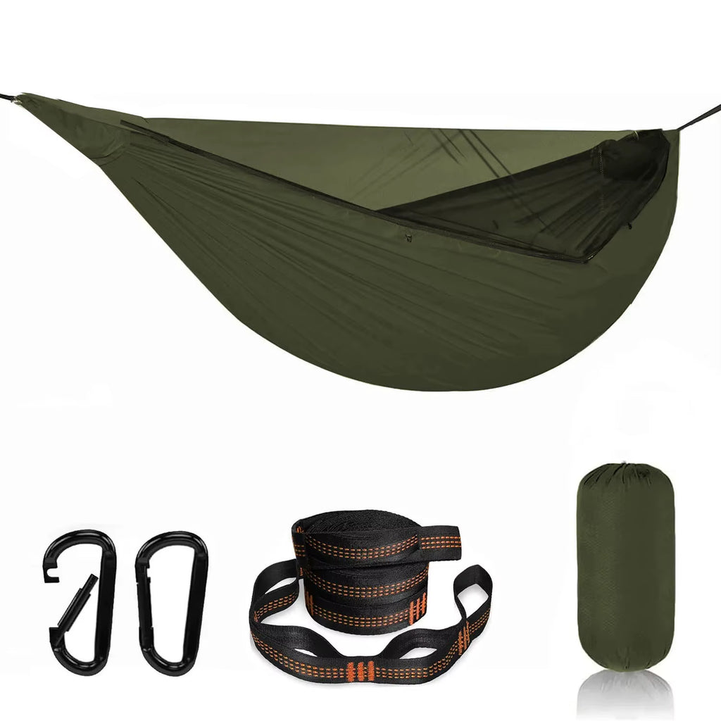Lightweight Parachute Nylon Camping Hammock with Mosquito Net | Portable Backpacking & Travel Gear