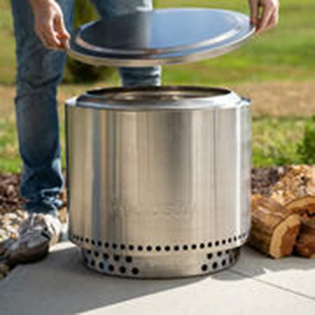 304 Stainless Steel Fire Pit Lid - Heavy Duty Round Protective Cover for Solo Stove Bonfire - Portable Outdoor Fire Pit Accessory & Tabletop Top