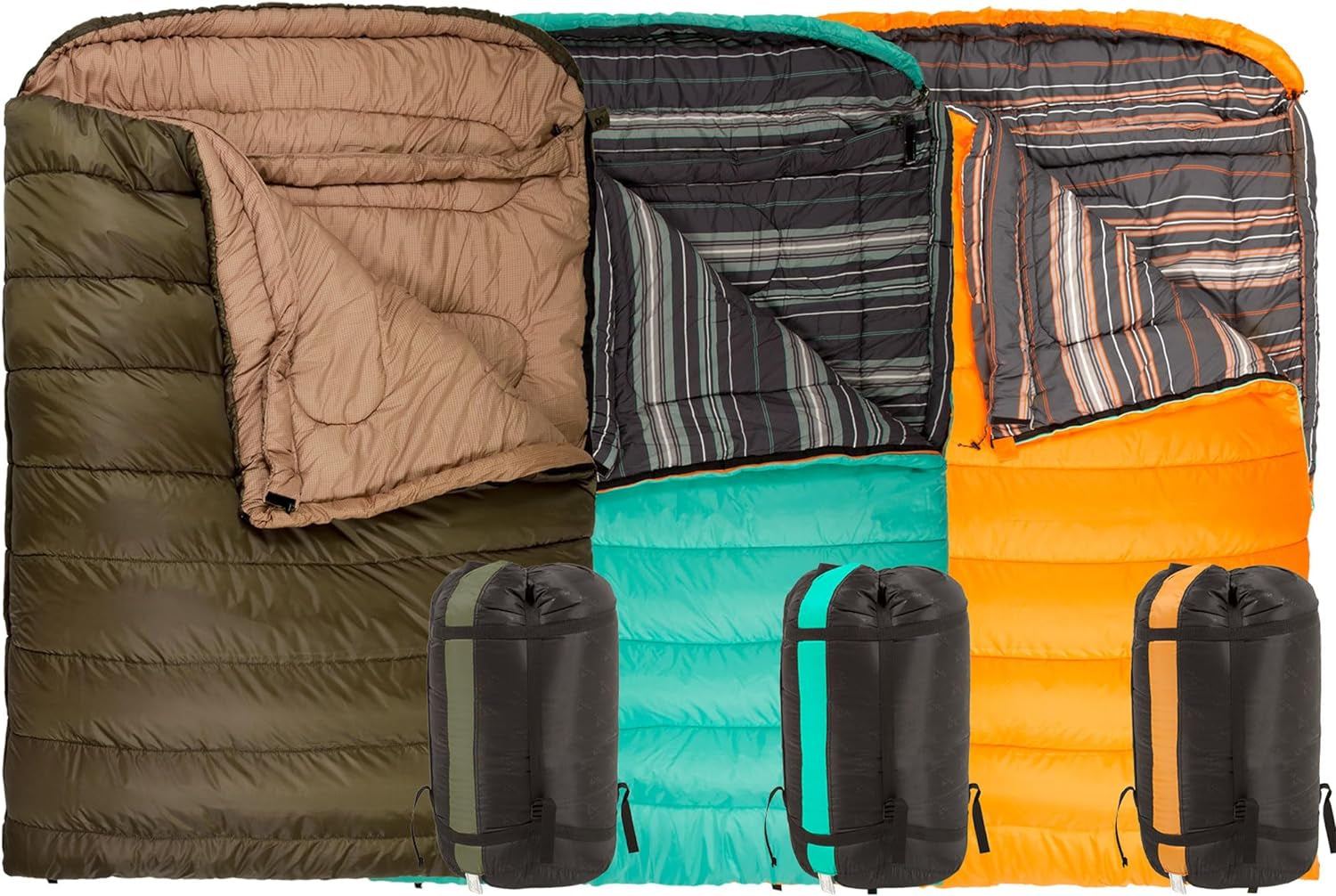 Mammoth Queen Size Double Sleeping Bag - 2-Person Family Camping Bag - Extra Large Warm Sleep System for Couples & Base Camp