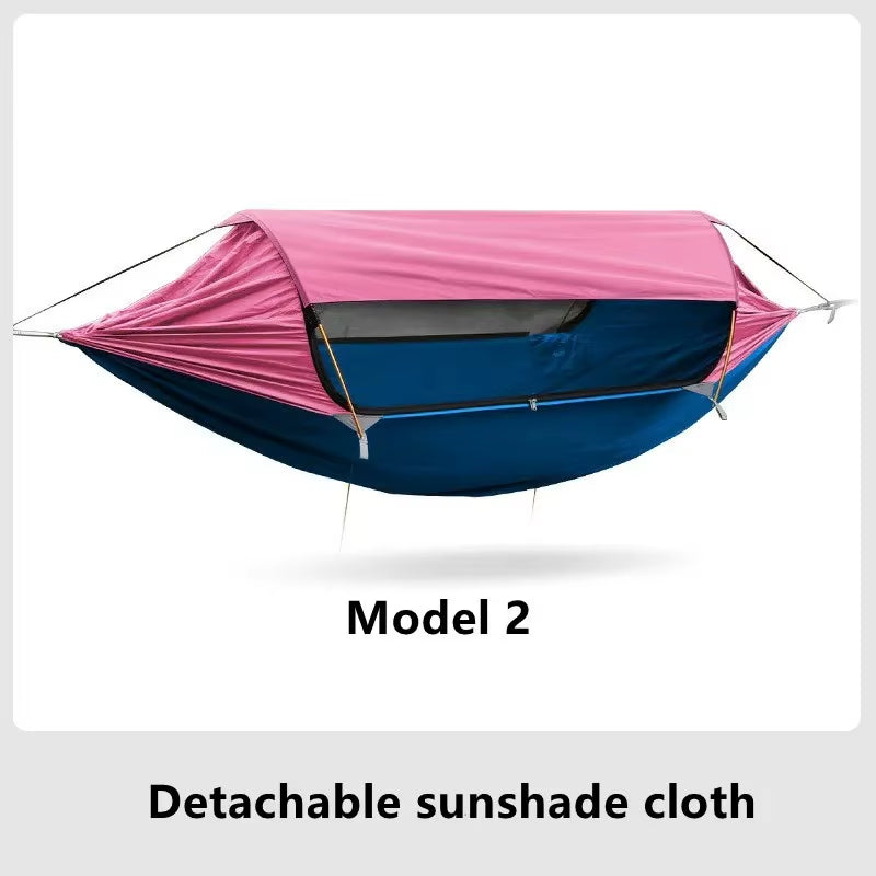 Premium Double Camping Hammock with Mosquito Net & Sunshade | Anti-Roll Portable Gear