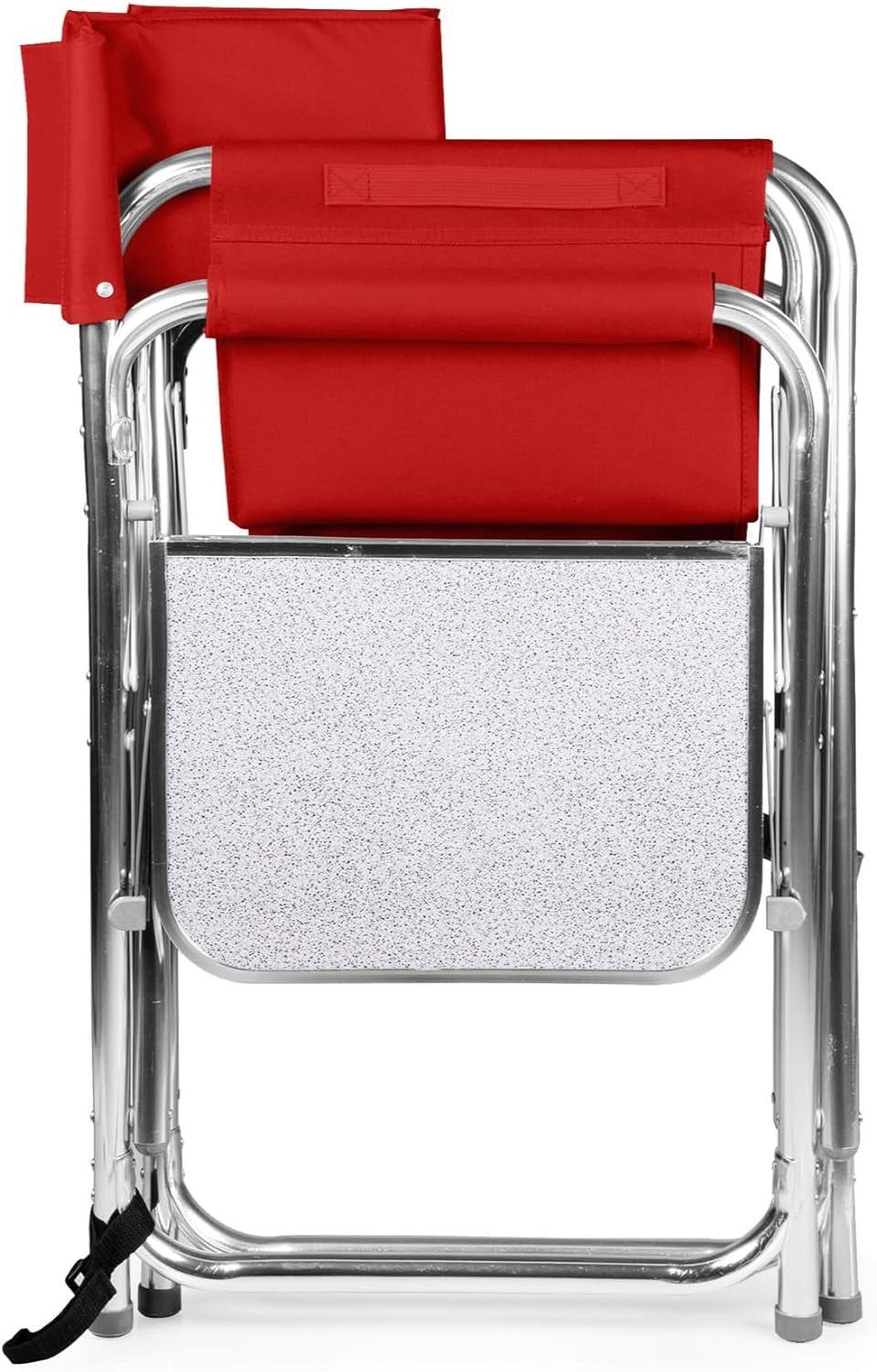 Portable Aluminum Sports Director Chair - Heavy Duty Folding Camping Chair with Side Table & Armrest Caddy - Red Picnic Seating for Adults