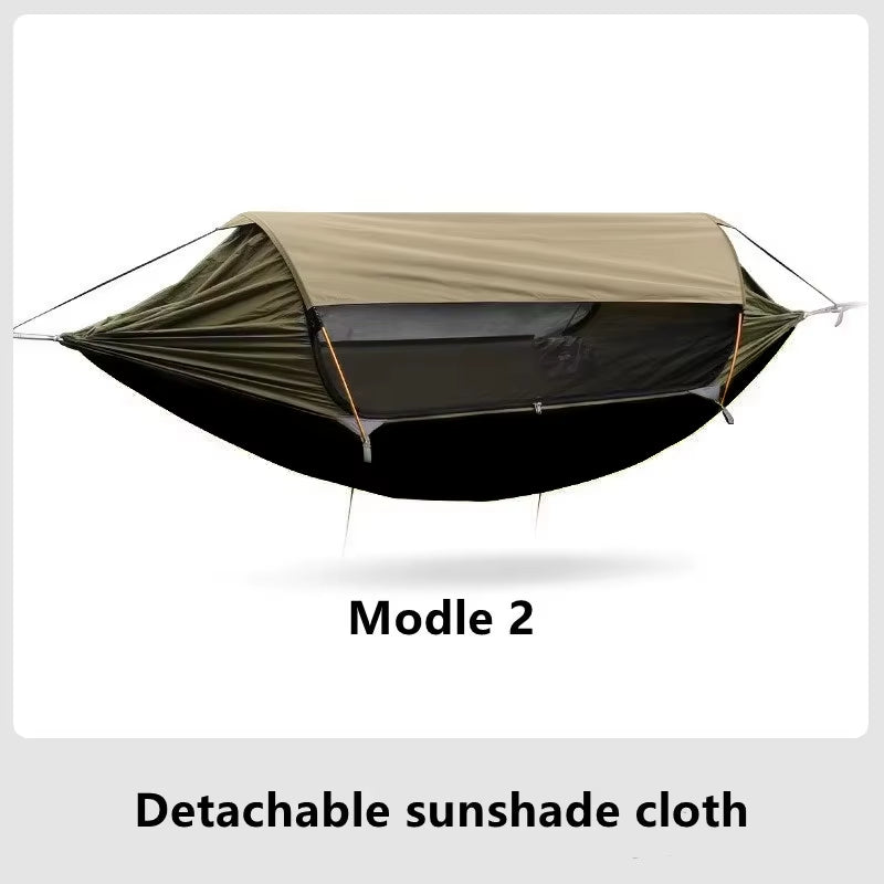 Premium Double Camping Hammock with Mosquito Net & Sunshade | Anti-Roll Portable Gear
