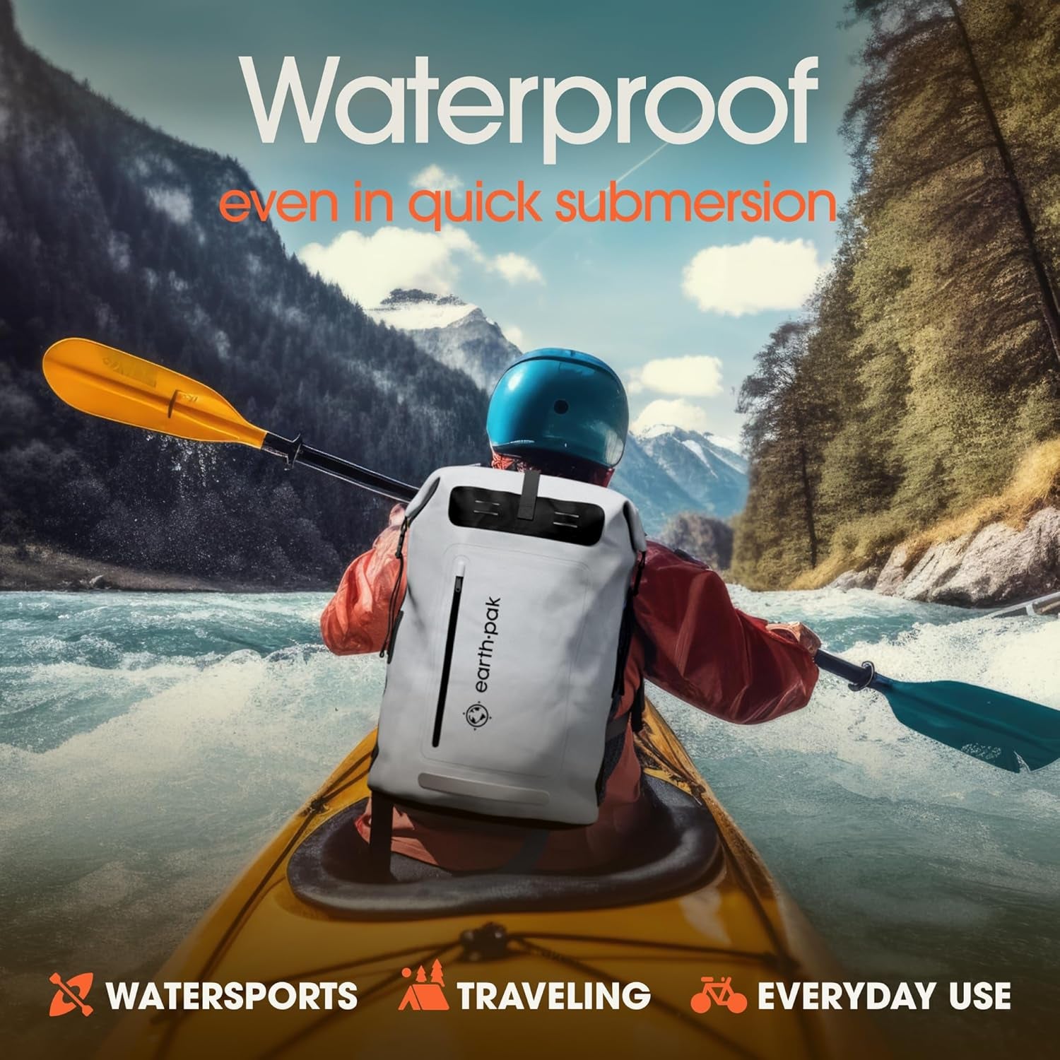 Premium Cushioned Waterproof Backpack - Heavy Duty 100% Dry Bag with Phone Case - Comfortable Roll-Top Rucksack for Water Sports & Extreme Hiking