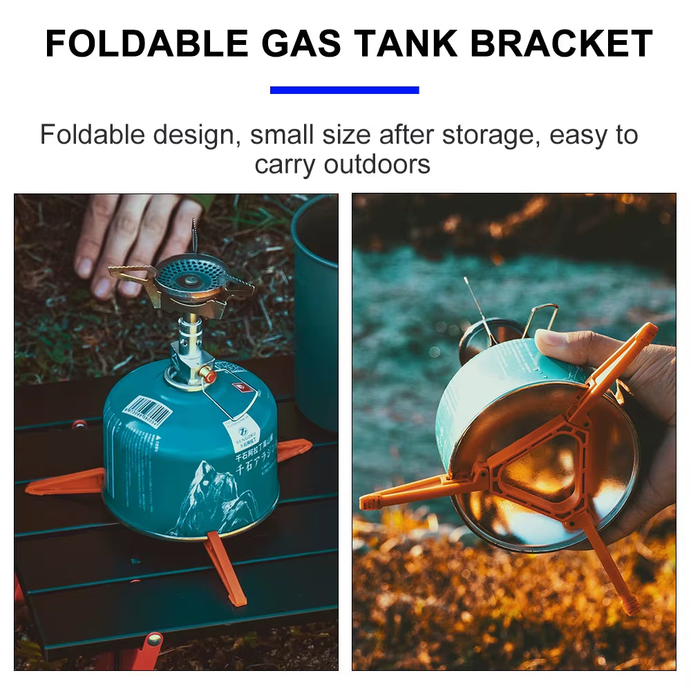 Foldable Camping Stove Gas Canister Bracket | Stable Tripod Stand Base for Outdoor Cooking
