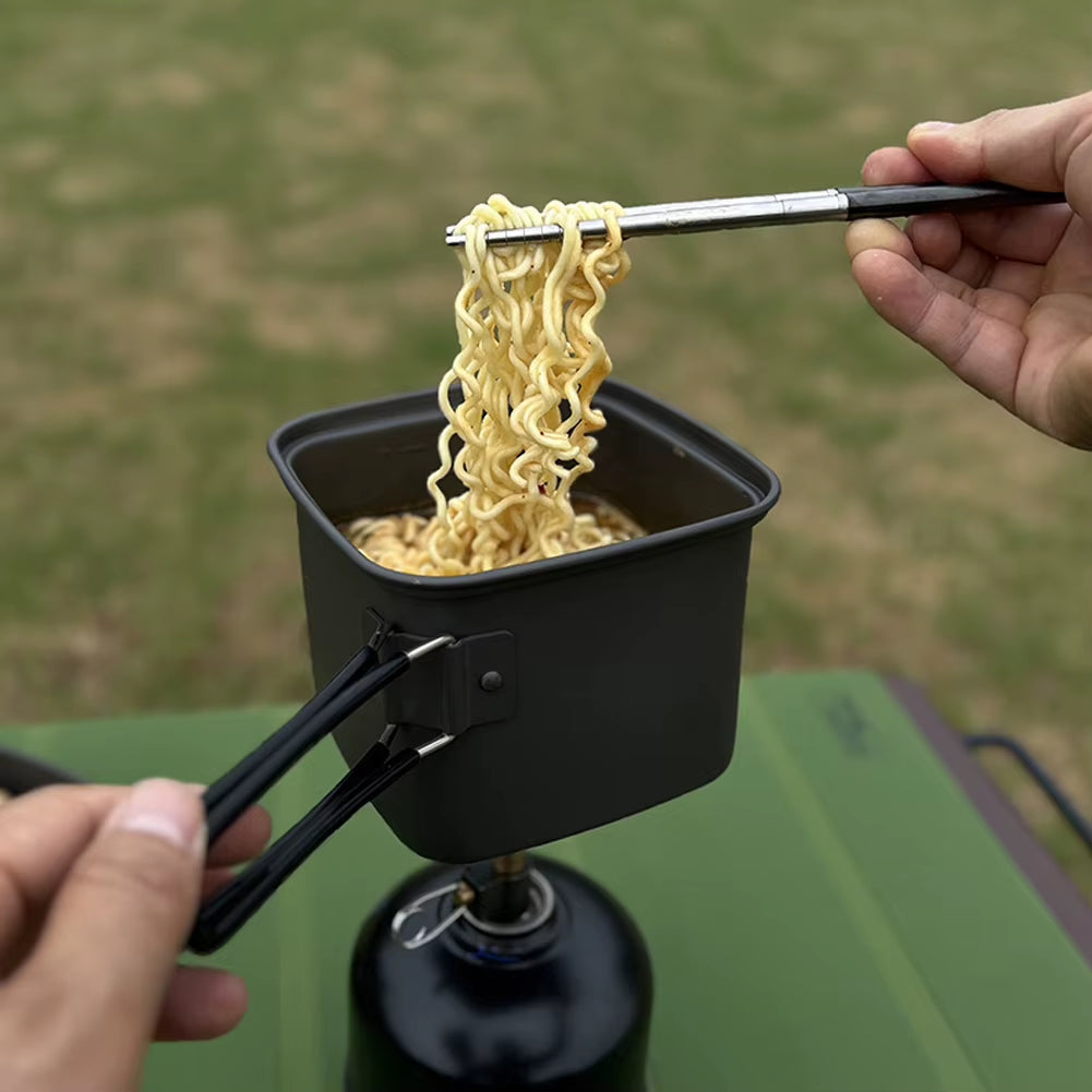 Versatile 2-in-1 Outdoor Camping Frying Pan & Cooking Pot - Lightweight Aluminum Alloy Set for Fishing, Hiking, and Riding Adventures