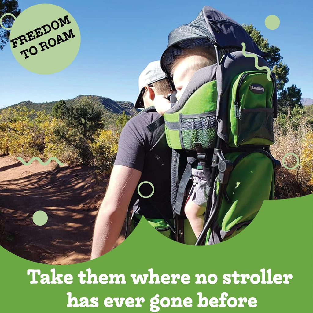 Premium Hiking Baby Carrier Backpack - Ergonomic Toddler Carrier with Sun/Rain Hood & Diaper Pad - Comfortable Outdoor Travel Pack for Active Parents