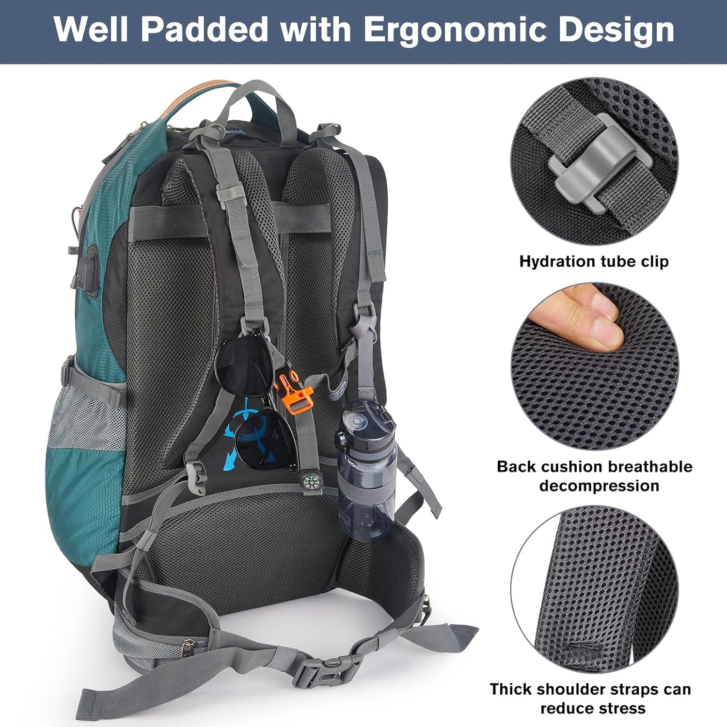 50L Large Capacity Hiking Backpack - Waterproof Internal Frame Rucksack for Camping & Climbing - Heavy Duty Daypack with Rain Cover for Men