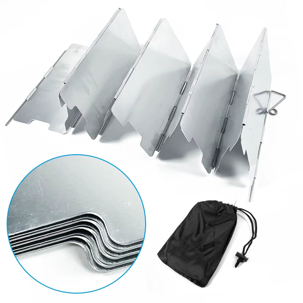 9-Plate Foldable Aluminum Gas Stove Windshield