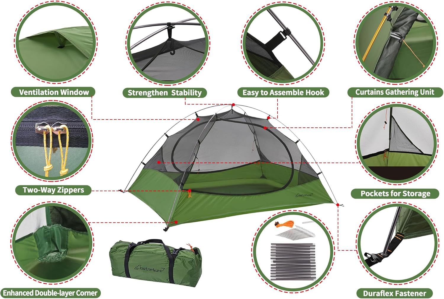 Ultralight 3-Season Backpacking Tent - 1/2/3/4/6 Person Waterproof Camping Shelter - Easy Setup Double Layer Tent for Family Hiking & Mountaineering