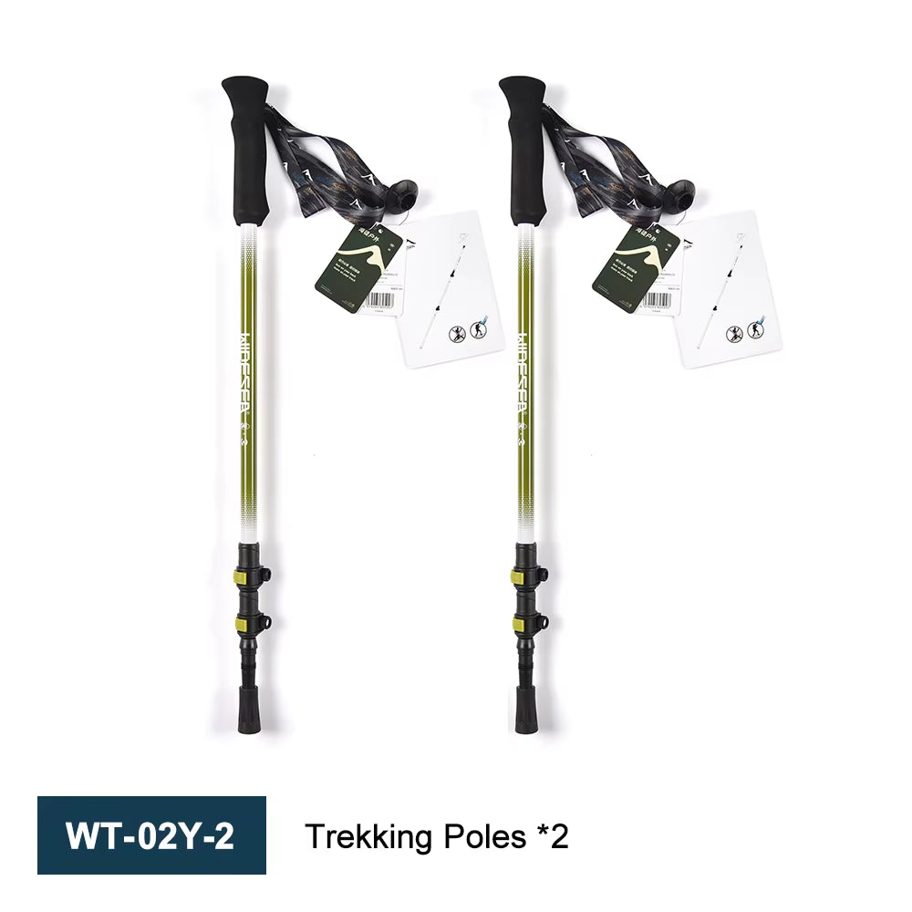 Lightweight Carbon Fiber Trekking Poles - 65-135cm Retractable Hiking Poles - Shock-Absorbing Mountaineering Sticks for All Terrain