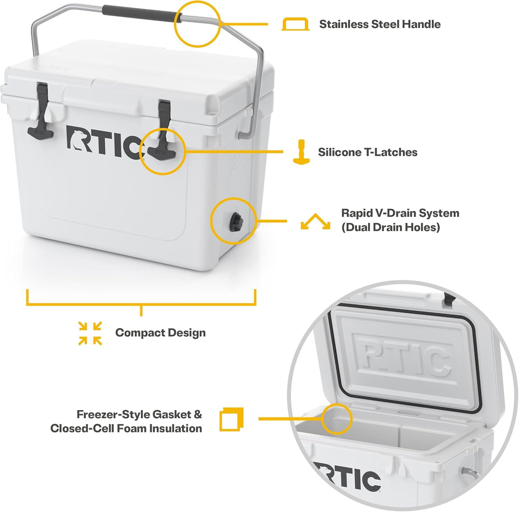 Heavy Duty Insulated Ice Chest - Ultra-Tough Hard Cooler Box for Fishing, Boating & Beach - High-Performance Portable Cooler for Outdoor BBQ
