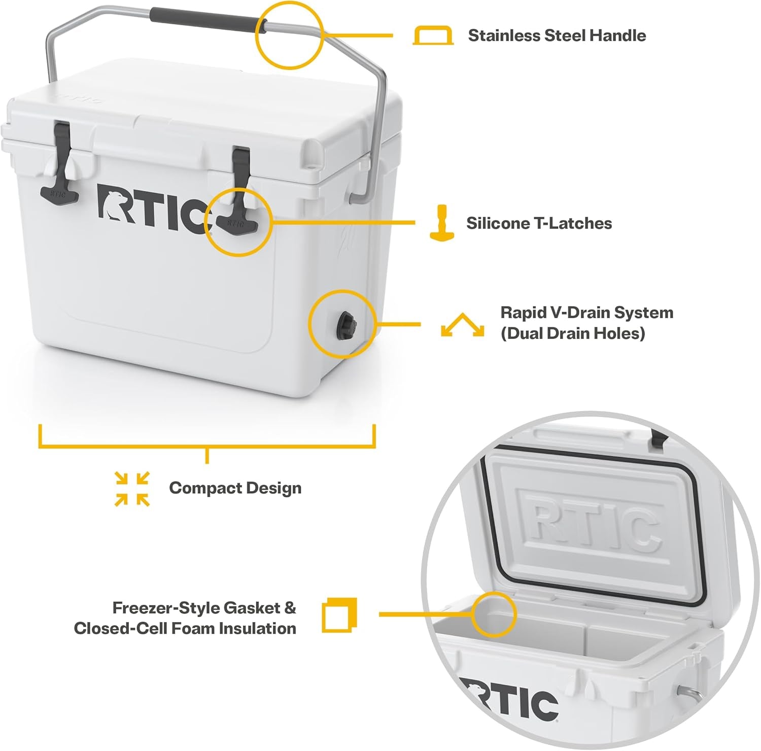 Heavy Duty Insulated Ice Chest - Ultra-Tough Hard Cooler Box for Fishing, Boating & Beach - High-Performance Portable Cooler for Outdoor BBQ