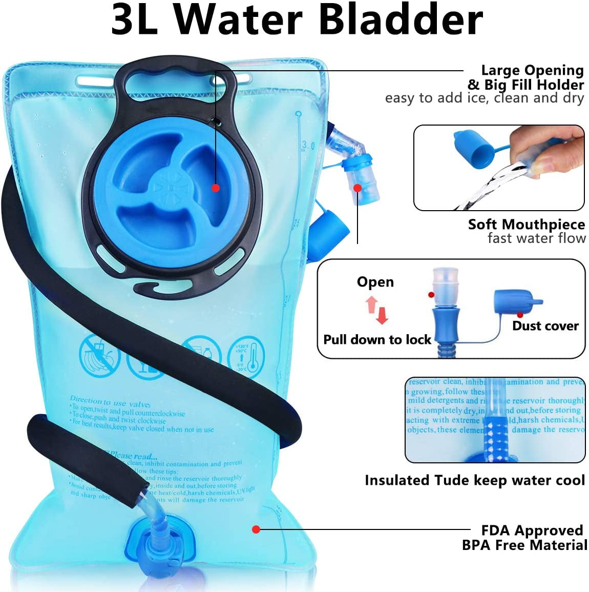 Insulated Hydration Pack with 3L Leak-Proof Water Bladder | 5-Hour Cooling Daypack for Hiking & Running