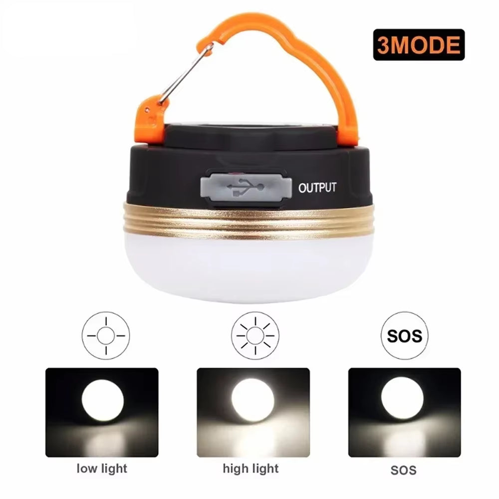 10W Portable LED Tent Lantern - USB Rechargeable 1800mAh Battery Camping Light - Hanging Night Lamp for Hiking & Emergency Power