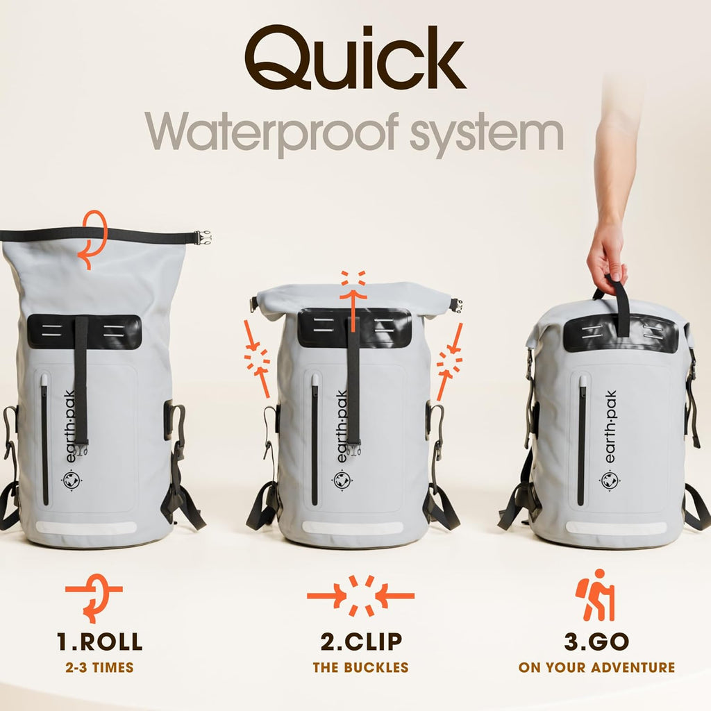 Premium Cushioned Waterproof Backpack - Heavy Duty 100% Dry Bag with Phone Case - Comfortable Roll-Top Rucksack for Water Sports & Extreme Hiking