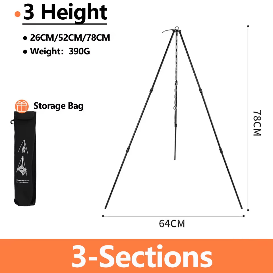Adjustable Aluminum Camping Tripod for Outdoor Cooking & Grilling