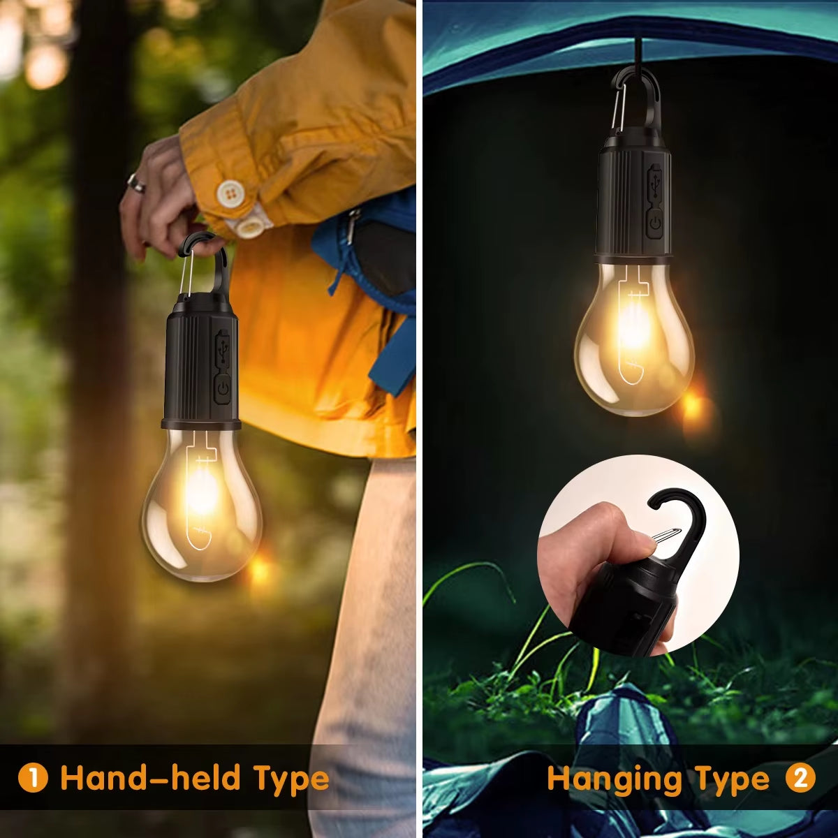 USB Rechargeable LED Camping Lantern | 3-Mode Waterproof Emergency Tent Light for Hiking & Fishing