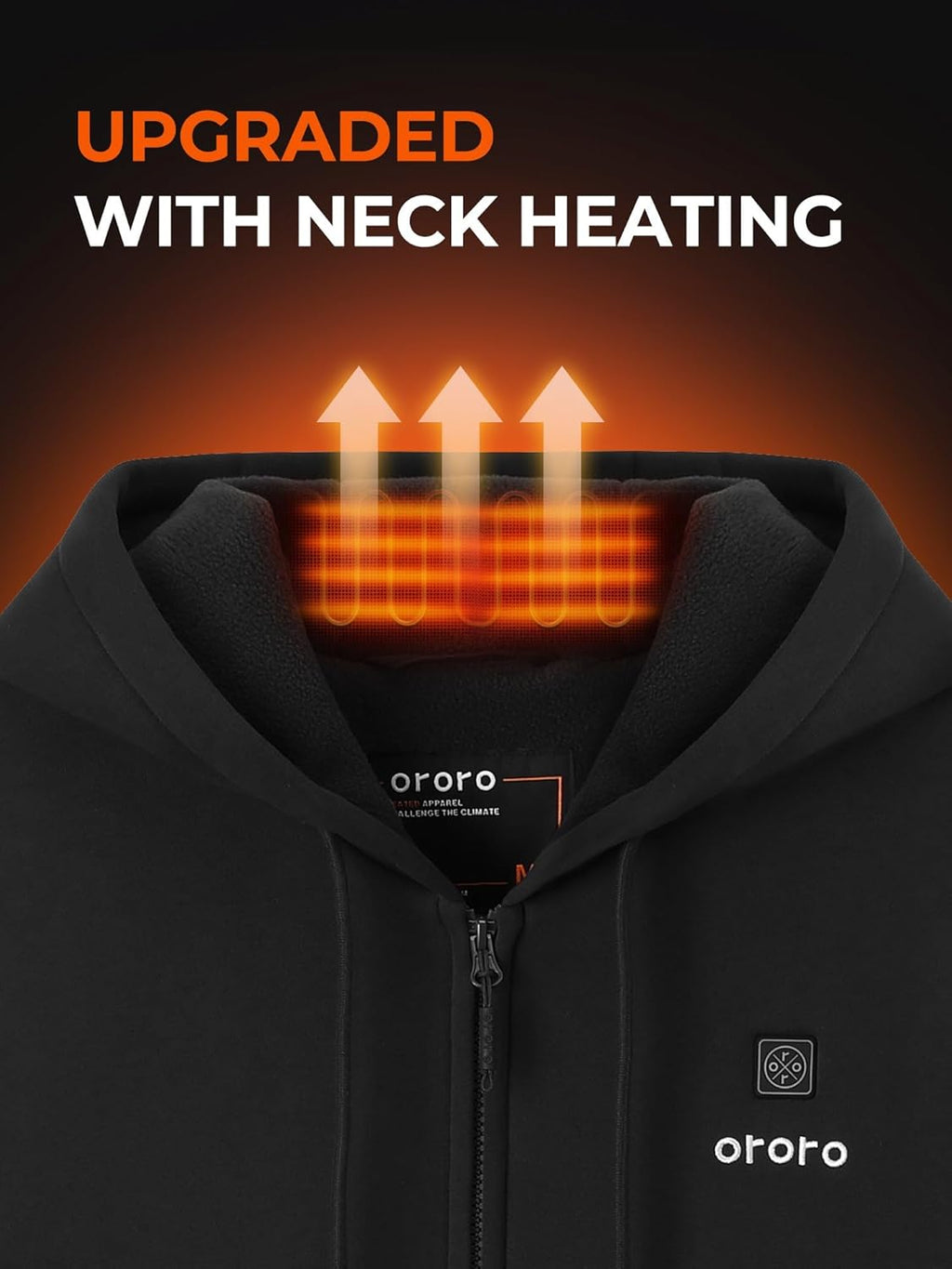 Upgraded 4-Zone Heated Hoodie with Battery - Fleece Full-Zip Heated Sweatshirt with Heated Collar - Thermal Winter Gear for Outdoor Work & Camping