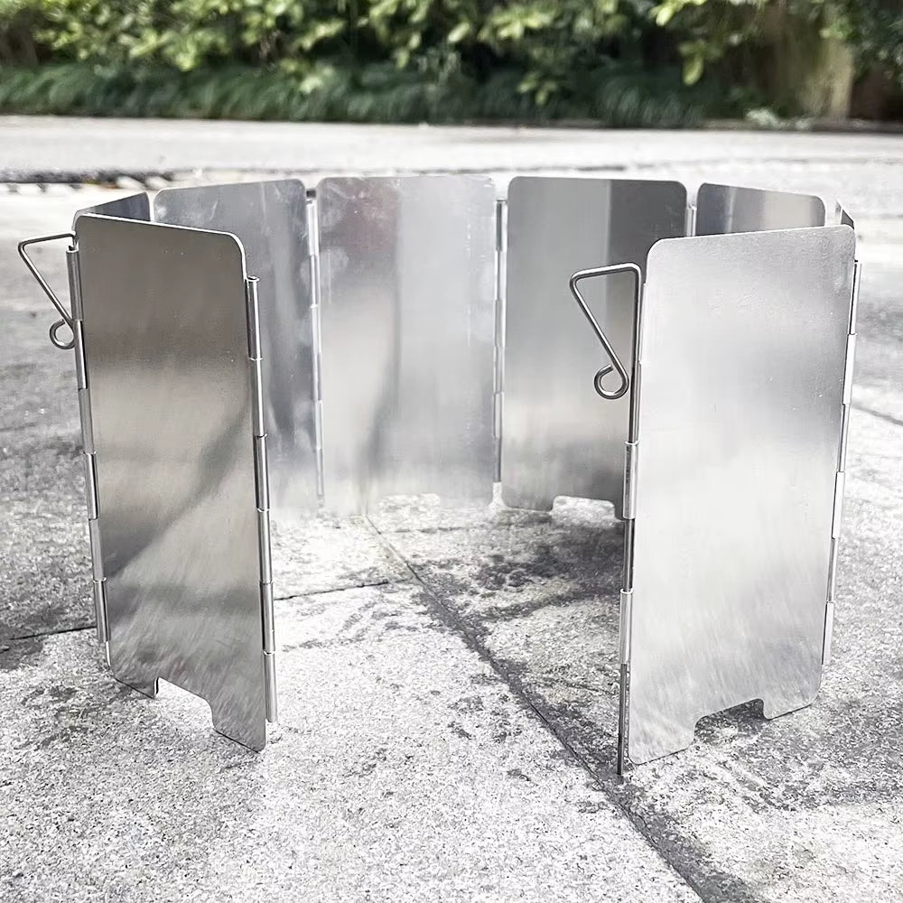 9-Plate Foldable Aluminum Gas Stove Windshield