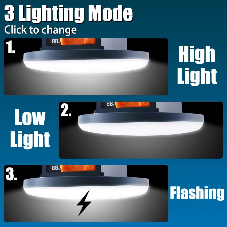 7200mAh Rechargeable Magnetic LED Camping Lantern | Portable Tent Flashlight & Work Light