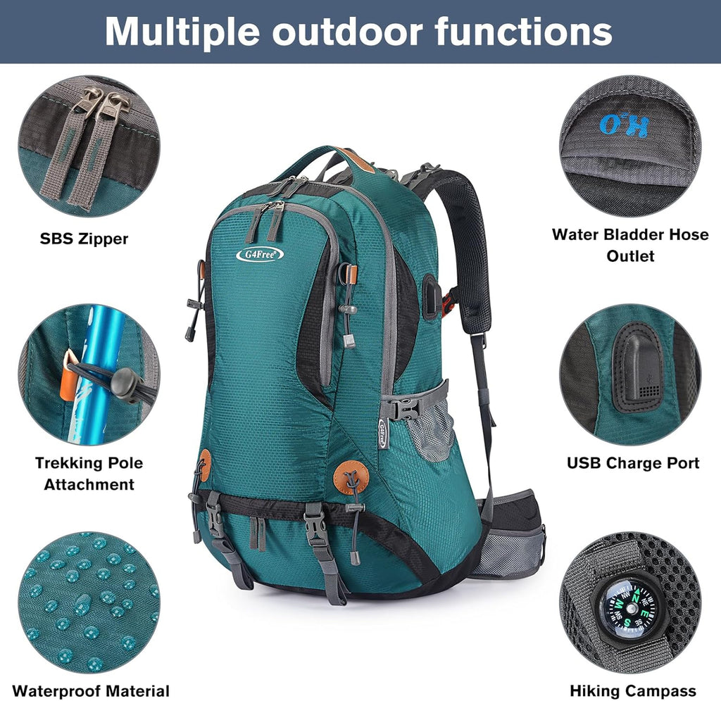 50L Large Capacity Hiking Backpack - Waterproof Internal Frame Rucksack for Camping & Climbing - Heavy Duty Daypack with Rain Cover for Men