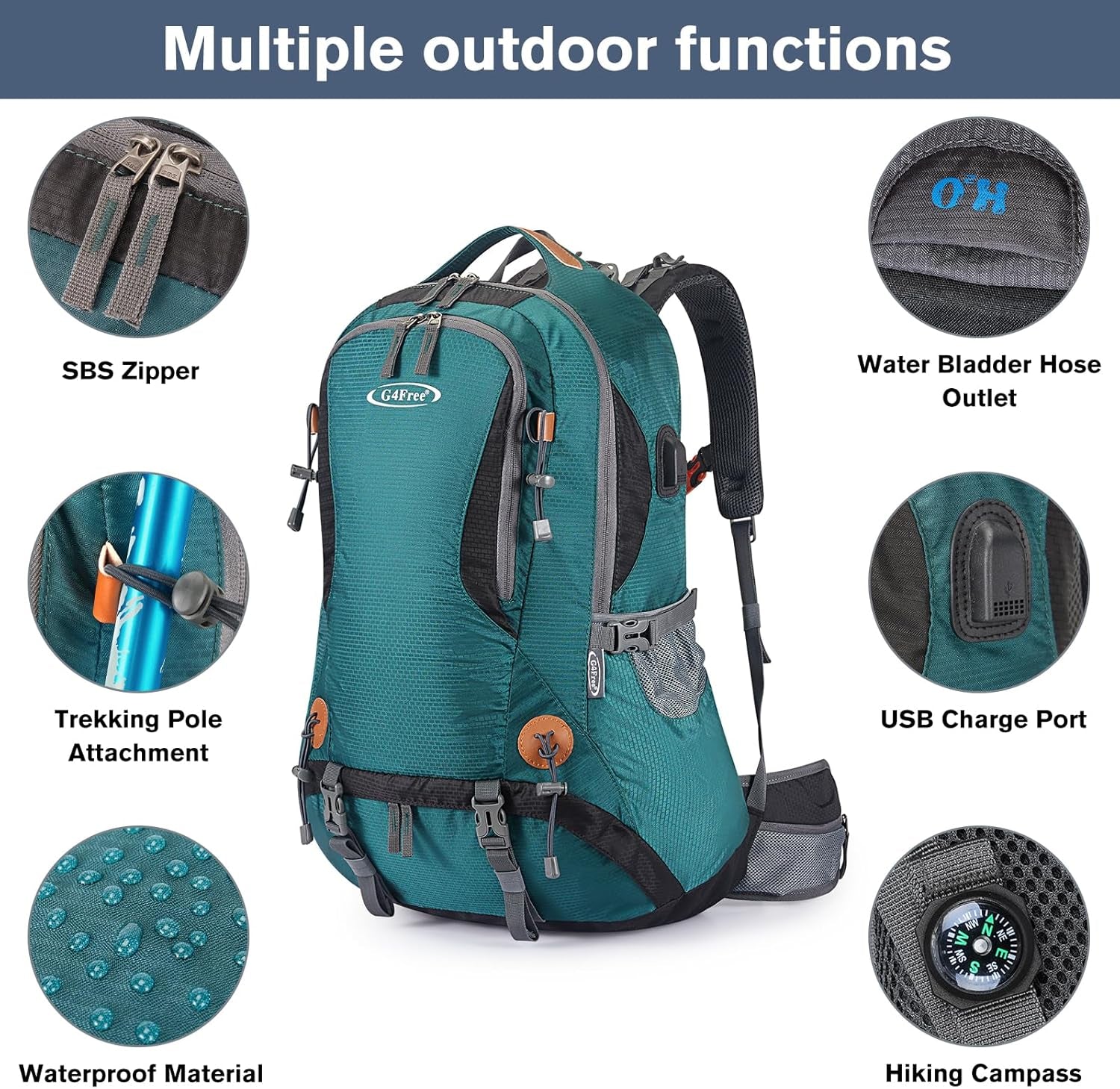 50L Large Capacity Hiking Backpack - Waterproof Internal Frame Rucksack for Camping & Climbing - Heavy Duty Daypack with Rain Cover for Men
