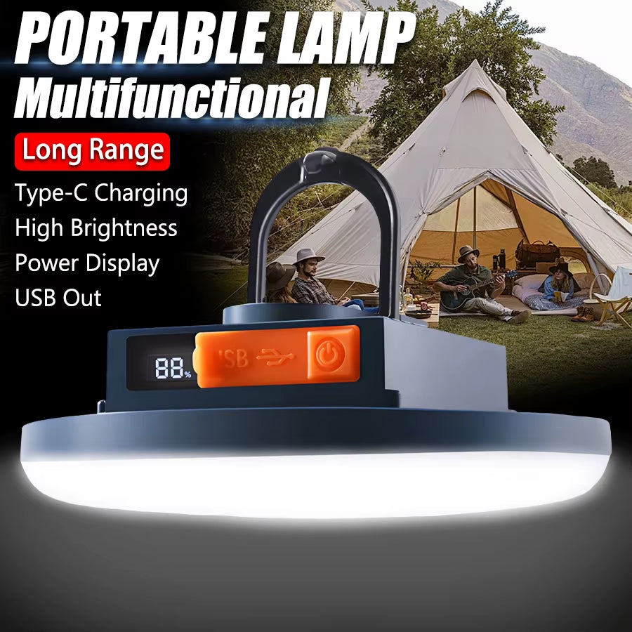 7200mAh Rechargeable Magnetic LED Camping Lantern | Portable Tent Flashlight & Work Light