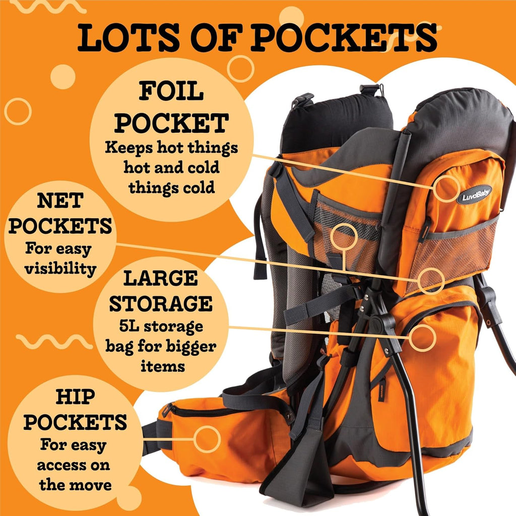 Premium Hiking Baby Carrier Backpack - Ergonomic Toddler Carrier with Sun/Rain Hood & Diaper Pad - Comfortable Outdoor Travel Pack for Active Parents