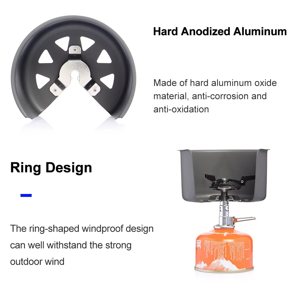 Folding Camping Stove Windscreen - Portable Aluminum Gas Burner Wind Guard - Essential Windproof Cooking Gear for Survival & Bushcraft