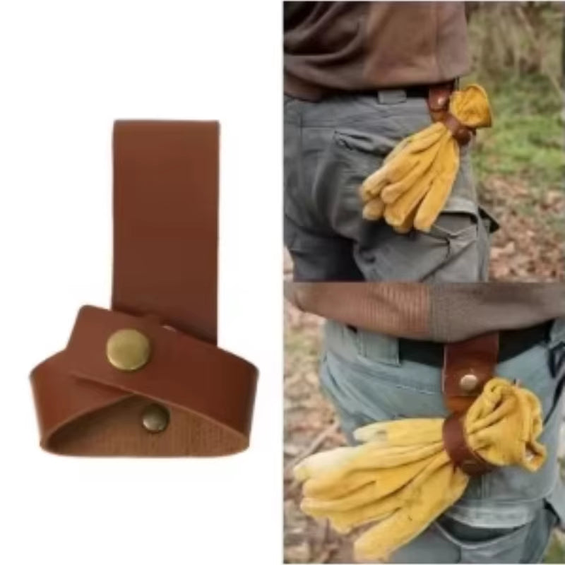 Outdoor Camping Waist Storage Clip - Key & Glove Loss Prevention Hook for Hiking & Work - Durable Leather Buckle Gadget
