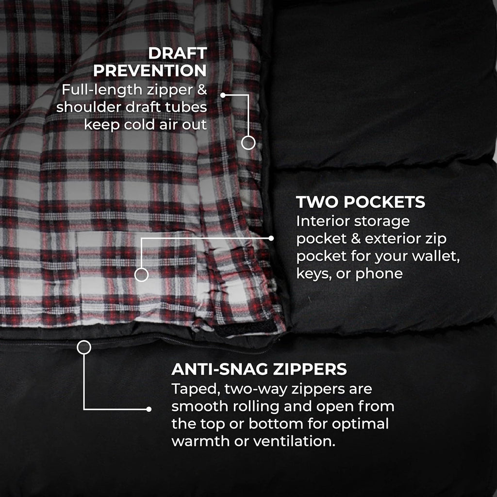 Celsius XXL Oversized Sleeping Bag - Cold Weather Adult Sleeping Bag for Camping - 0°F / 20°F / 35°F Rated Warm Gear with Compression Sack